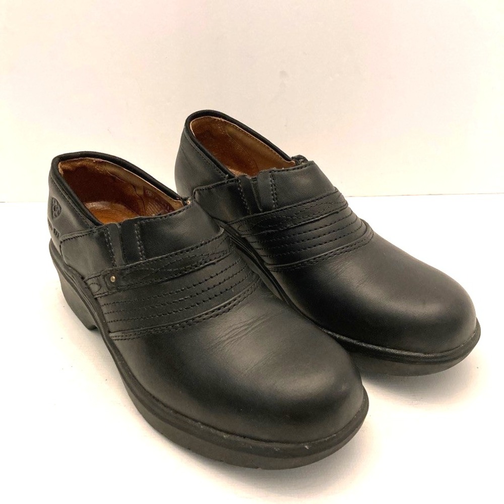 Ariat Steel Toe Clogs Black Leather Women's 8.5 Work Slip Resistant Comfort - Picture 2 of 12